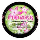   Leather Steering Wheel Cover with Embossed Design   Pink Flower