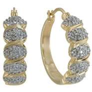 10 cttw Diamond Hoop Earrings in 18K Gold over Sterling Silver at 