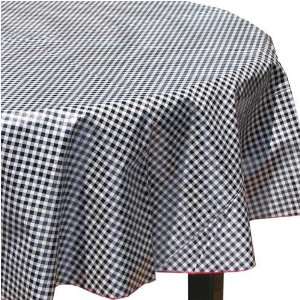  Black Check Oilcloth Round Table Cloth (68 in.)