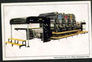 Harris 4 color Offset Lithographic Press AD Postcard  
