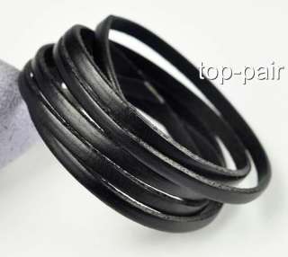 COOL Super Long Leather Bracelet Wristband 6 Wrap Black  