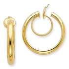 JewelBasket Clip on Earrings   14k Gold Clip on Hoop Earrings 4mm 