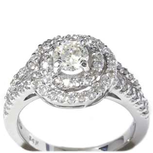 25CT SI Double Halo Diamond Fancy Engagement Ring 14K  Pompeii3 Inc 