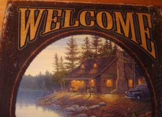   CABIN Rustic Log Cabin Primitive Deer Lodge Home Decor Sign NEW  