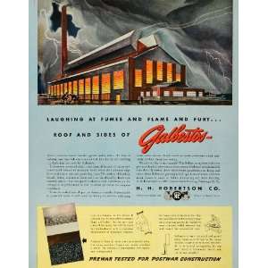  1945 Ad Galbestos Grip Asbestos Sheet Steel Roof WWII War 
