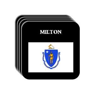  US State Flag   MILTON, Massachusetts (MA) Set of 4 Mini 