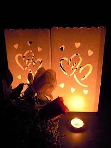 70 Love Hearts Wedding Event Candle White Paper Bag Lantern Reception 
