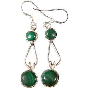 Malachite Earrings   Sterling Silver