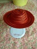 NEW faux RED STRAW DOLL HATS fits 8 GINNY, GINGER, WENDY, MUFFIE 