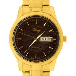 Romilly Gold Tone Bracelet/Brown Dial Watch Mens  