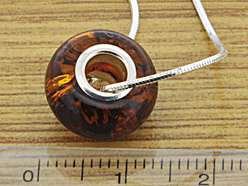 925 Sterling Silver Natural Baltic Brown Amber Circle Pendant Chain 