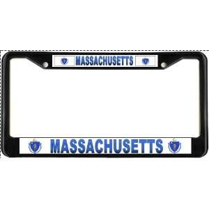  Massachusetts State Flag Black License Plate Frame Metal 