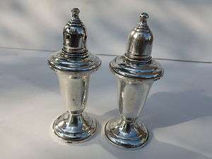 Empire Sterling Silver Salt & Pepper Shakers Weighted Glass Interior 