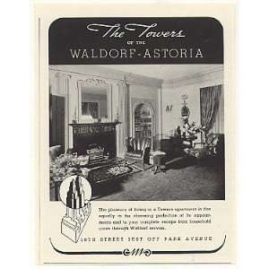    1937 The Towers Waldorf Astoria Apartment Print Ad