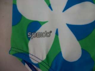 Speedo Girls Green/Blue One Piece Swimsuit Size 5  