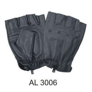  Premium Cowhide Leather Fingerless Glove W/Zip Close Automotive