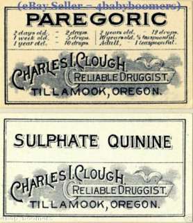 16 Old TILLAMOOK OREGON Opium PHARMACY Medicine LABELS  