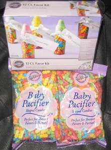   Wilton 12 Ct. Favor Kit AND 2 bags Pacifier Candy Baby shower  