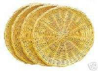 PAPER PLATE HOLDERS WOVEN NATURAL RATTAN SET OF 12  
