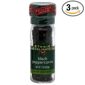 Ethnic Delights Black Peppercorns, 1.7600 Ounce (Pack of 3)  