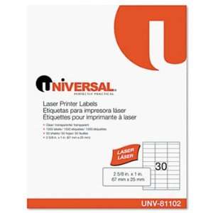 New Universal 81102   Laser Printer Permanent Labels, 1 x 2 5/8, Clear 
