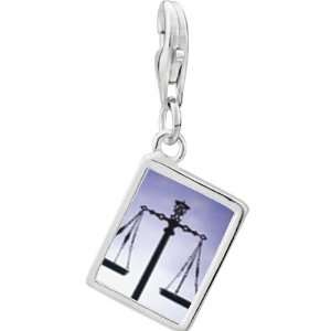 Pugster 925 Sterling Silver Scales Of Law And Justice Photo Rectangle 