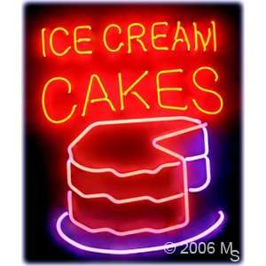 Neon Sign   Ice Cream Cakes   Extra Large 24 x 31  