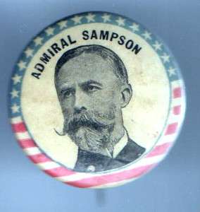 1898 ADMIRAL SAMPSON pin Spanish American WAR #B button  