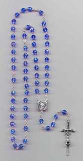 Mother Teresa Blue Iridescent Crystal Rosary  
