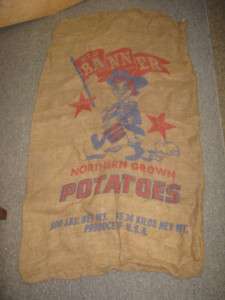 Vintage Red Banner Northern Grown Potatoes Burlap sack  