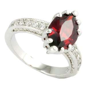 Marquise Garnet & Clear CZ Ring Jewelry