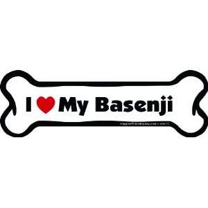   Bone Car Magnet, I Love My Basenji, 2 Inch by 7 Inch
