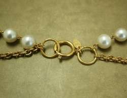 CHANEL Long Double Chain Necklace Classic Gold x Pearl BOX CC 2 
