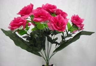 72 FUCHSIA Silk Long Stems Open Rose Wedding Flowers  