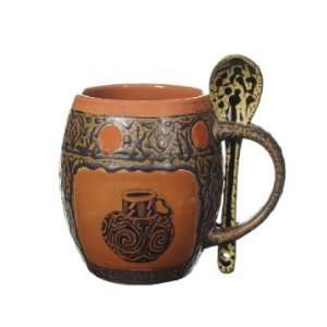  Indian Pots Mug with Spoon in Coral