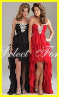 2012 Sweetheart Red Black Chiffon Hi lo Formal Party Evening Long Prom 