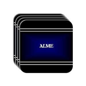 Personal Name Gift   ALME Set of 4 Mini Mousepad Coasters (black 