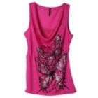 Junior’s Graphic Tee Drape Butterfly Sleeveless Pink