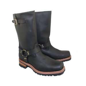 Xelement Mens Black Motorcycle Harness Biker Boot with Brown Lug Sole