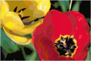 Red & Yellow Tulips Floral Counted Cross Stitch Pattern  