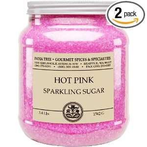 India Tree Hot Pink Sparkling Sugar, 3.4 Pound Jars (Pack of 2 