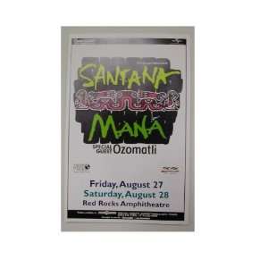  Santana Mana Handbill Poster Carlos Red Rocks 2 dates 