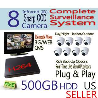 8CH 8 CHANNELS CCTV DVR Security System +8 sharp Camera  
