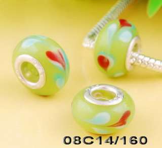   Lampwork Glass Spacer Beads silver plated hole 5mm Fits bangle 32414