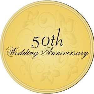  50th Anniversary Gold 1.5 Diameter Round Sticker Arts 