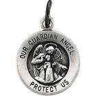 IceCarats 14K White Gold 18.00 Mm Guardian Angel Medal