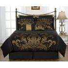   Gold Jacquard Floral Comforter 8PC Set Bed in a bag Set Queen Size