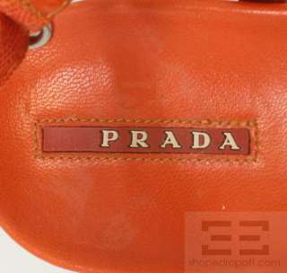 Prada Sport Orange Nylon & Leather T Strap Sandals  