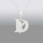 Disney Sterling Silver Tinkerbell Initial Pendant   D