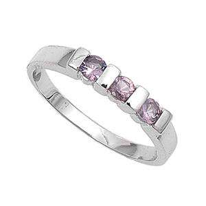 Sterling Silver Womens Kid Baby ring size 4 Purple CZ  